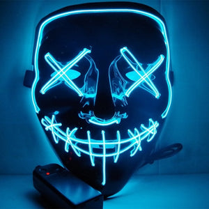 Led Mask Halloween Party Masque Masquerade Masks Neon Maske Light Glow In The Dark Mascara Horror Maska Glowing Masker Purge