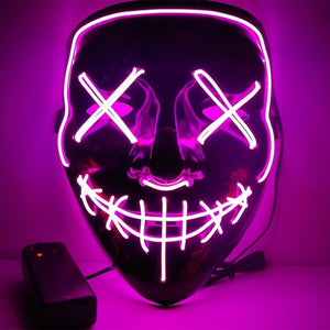 Led Mask Halloween Party Masque Masquerade Masks Neon Maske Light Glow In The Dark Mascara Horror Maska Glowing Masker Purge