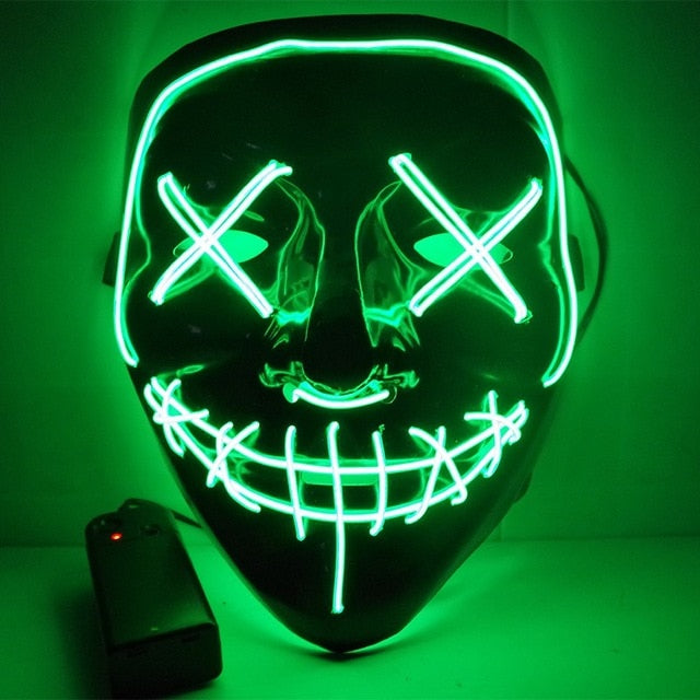 Led Mask Halloween Party Masque Masquerade Masks Neon Maske Light Glow In The Dark Mascara Horror Maska Glowing Masker Purge