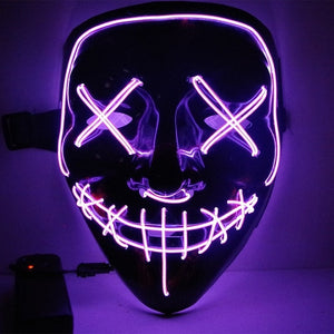 Led Mask Halloween Party Masque Masquerade Masks Neon Maske Light Glow In The Dark Mascara Horror Maska Glowing Masker Purge