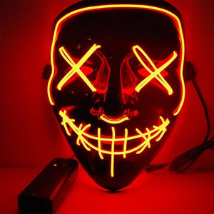 Led Mask Halloween Party Masque Masquerade Masks Neon Maske Light Glow In The Dark Mascara Horror Maska Glowing Masker Purge