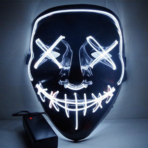 Led Mask Halloween Party Masque Masquerade Masks Neon Maske Light Glow In The Dark Mascara Horror Maska Glowing Masker Purge