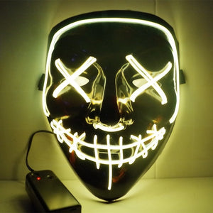 Led Mask Halloween Party Masque Masquerade Masks Neon Maske Light Glow In The Dark Mascara Horror Maska Glowing Masker Purge