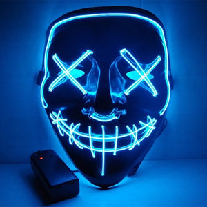 Led Mask Halloween Party Masque Masquerade Masks Neon Maske Light Glow In The Dark Mascara Horror Maska Glowing Masker Purge