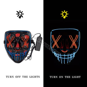 Led Mask Halloween Party Masque Masquerade Masks Neon Maske Light Glow In The Dark Mascara Horror Maska Glowing Masker Purge