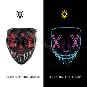 Led Mask Halloween Party Masque Masquerade Masks Neon Maske Light Glow In The Dark Mascara Horror Maska Glowing Masker Purge