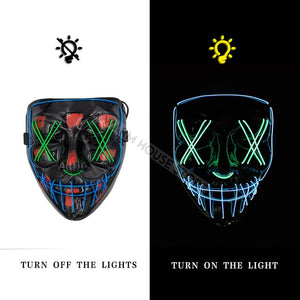 Led Mask Halloween Party Masque Masquerade Masks Neon Maske Light Glow In The Dark Mascara Horror Maska Glowing Masker Purge