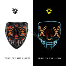 Load image into Gallery viewer, Led Mask Halloween Party Masque Masquerade Masks Neon Maske Light Glow In The Dark Mascara Horror Maska Glowing Masker Purge