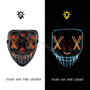 Led Mask Halloween Party Masque Masquerade Masks Neon Maske Light Glow In The Dark Mascara Horror Maska Glowing Masker Purge