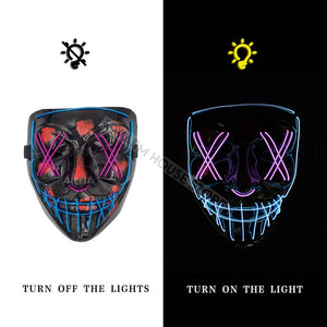 Led Mask Halloween Party Masque Masquerade Masks Neon Maske Light Glow In The Dark Mascara Horror Maska Glowing Masker Purge