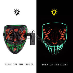 Led Mask Halloween Party Masque Masquerade Masks Neon Maske Light Glow In The Dark Mascara Horror Maska Glowing Masker Purge