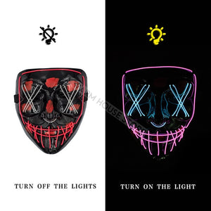 Led Mask Halloween Party Masque Masquerade Masks Neon Maske Light Glow In The Dark Mascara Horror Maska Glowing Masker Purge