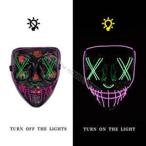 Led Mask Halloween Party Masque Masquerade Masks Neon Maske Light Glow In The Dark Mascara Horror Maska Glowing Masker Purge