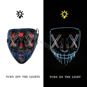 Led Mask Halloween Party Masque Masquerade Masks Neon Maske Light Glow In The Dark Mascara Horror Maska Glowing Masker Purge