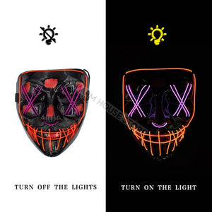 Led Mask Halloween Party Masque Masquerade Masks Neon Maske Light Glow In The Dark Mascara Horror Maska Glowing Masker Purge