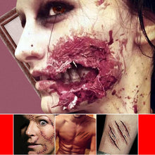 Load image into Gallery viewer, Party Tattoo Halloween Horror Blood Injury Sticker Horrible Zombie Scars Tattoos Fake Scab Blood Makeup Party monster mask Wound